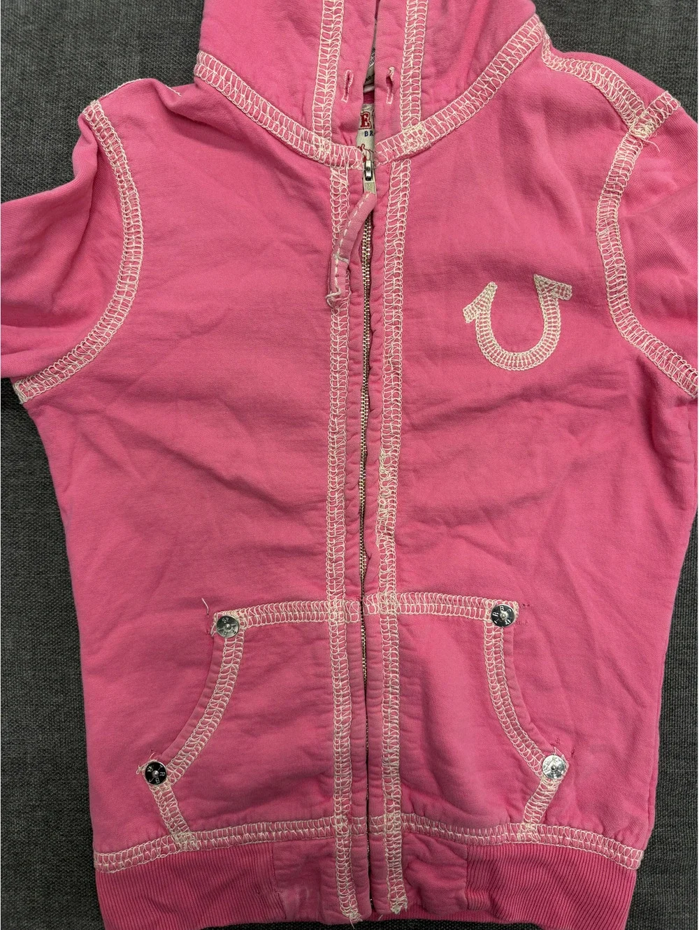 True Religion Classic Hoodie Pink Zip-Up Hoodie Size Small